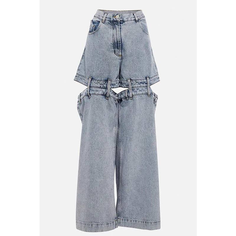 Cut Out Chic Spliced Zipper Jeans