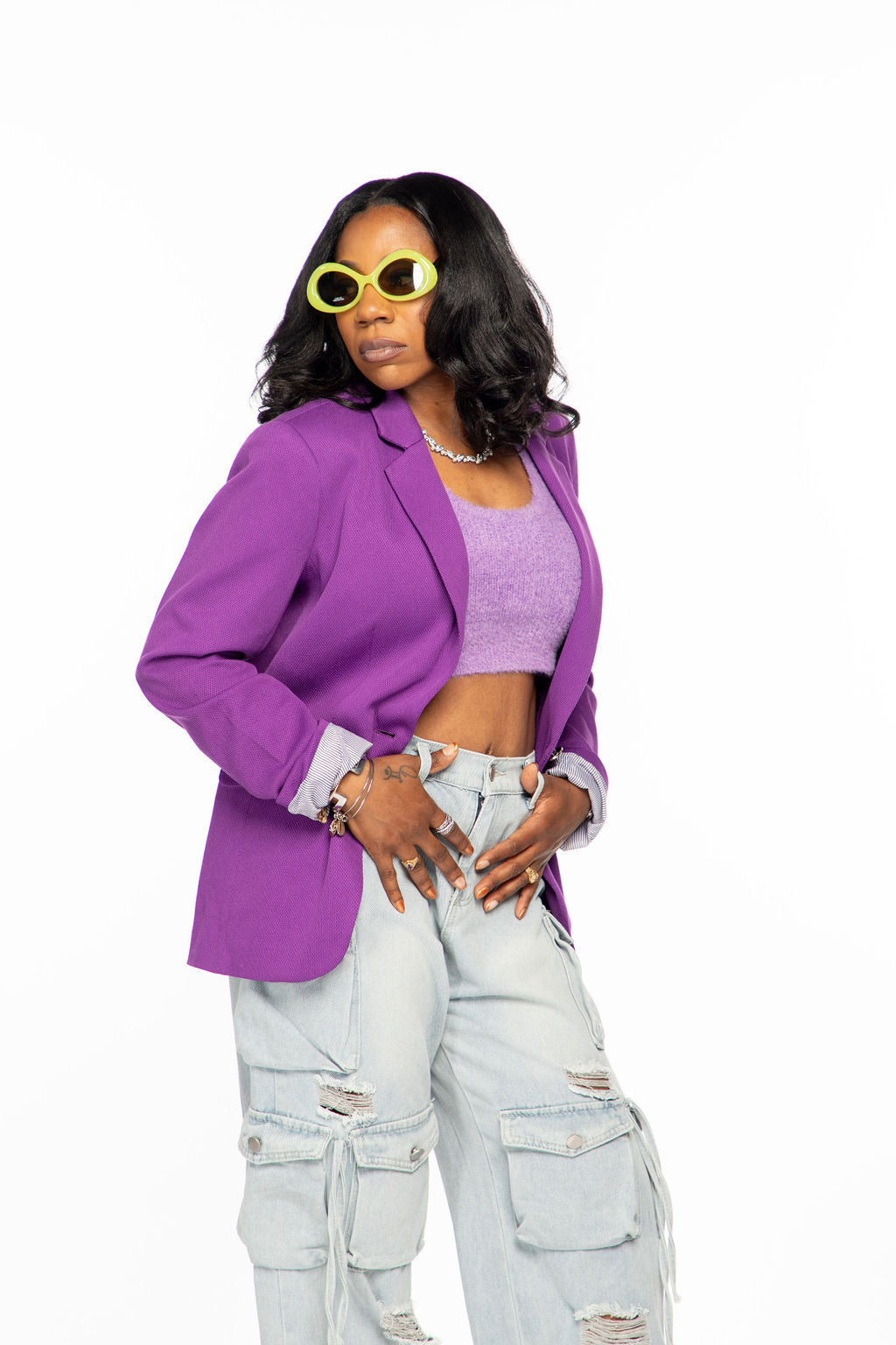Knitted Purple Crop Top