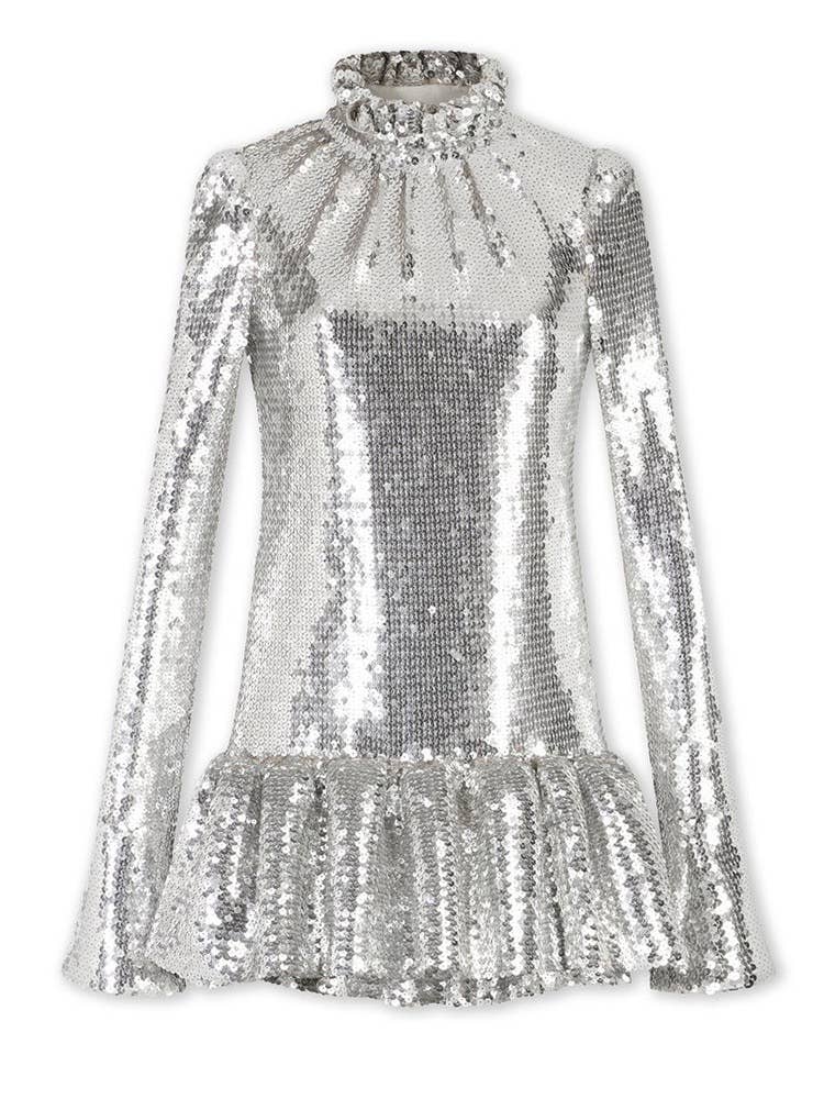 Sequin Ruffle Mini Dress